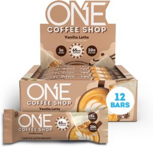 ONE Coffeeshop Protein Caffeine Bar Vanilla Latte 12ct